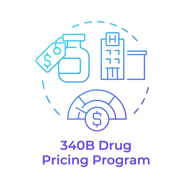 340B Programul Stabilire Prețurilor Medicamente Pictograma Conceptului Gradient Albastru Serviciul — Vector de stoc