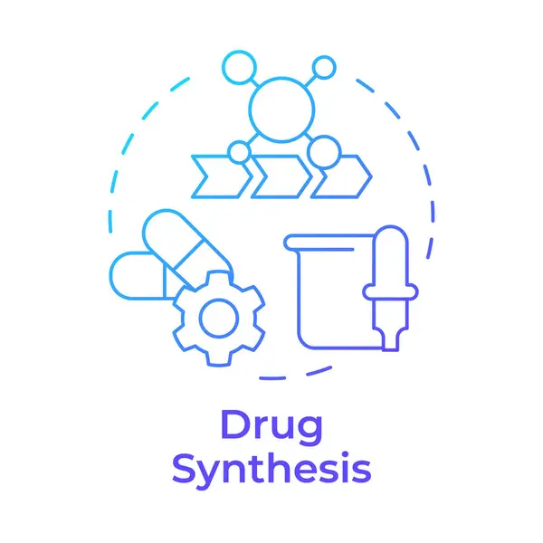 Ikona Konceptu Syntézy Léků Modrý Gradient Laboratorní Vybavení Léky Míchané — Stockový vektor