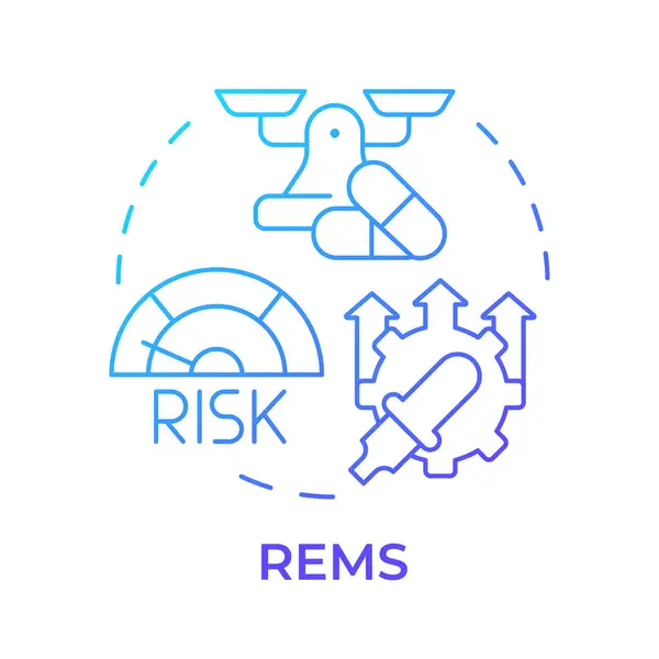 Pictograma Conceptului Rems Gradient Albastru Managementul Medicamentelor Medicină Personalizată Servicii — Vector de stoc