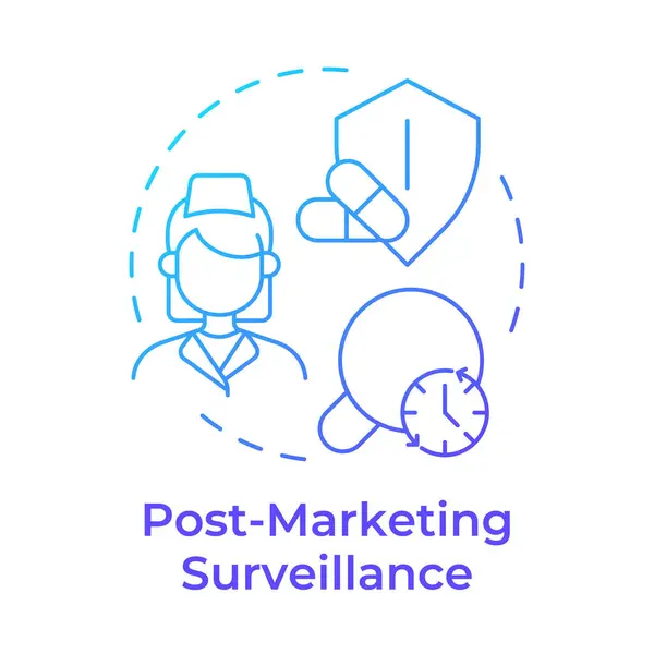 Post Marketing Surveillance Blue Gradient Concept Icon Řízení Rizik Klinické — Stockový vektor