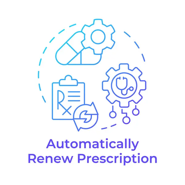 Reînnoiți Automat Pictograma Conceptului Gradient Albastru Prescripție Medicală Software Farmacie — Vector de stoc