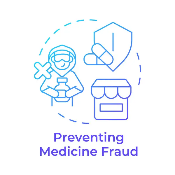 Prevence Podvodu Medicíny Modrý Gradient Koncept Ikony Obchody Lékárně Prevence — Stockový vektor