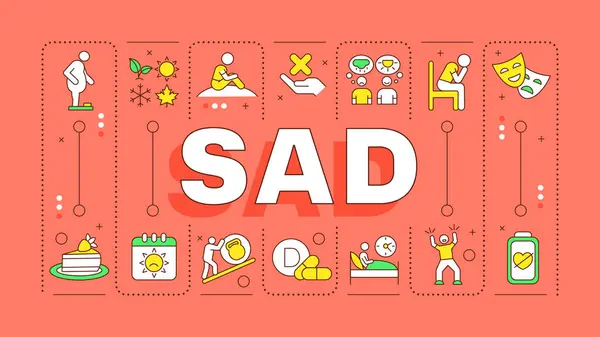 Koncept Červeného Slova Sad Efektivní Porucha Špatná Nálada Ztráta Úroků — Stockový vektor