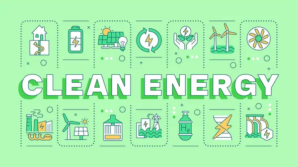 Čistá Energie Zelené Slovo Koncept Větrný Mlýn Zelená Technologie Ochrana — Stockový vektor