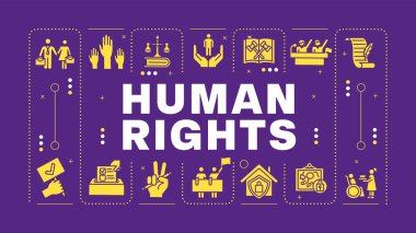 İnsan hakları mor kelime kavramı. Sosyal adalet, federal hükümet. Bireysel eşitlik. Görsel iletişim. Harfli vektör sanatı, düzenlenebilir sembol. İnbot Sans yazı tipi kullanıldı