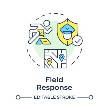 Alan tepkisi çok renkli konsept simgesi. Kolluk kuvvetleri, kamu güvenliği. Suç haritası. Yuvarlak şekil çizimi. Soyut bir fikir. Grafik tasarımı. Bilgide ve sunumda kullanması kolay
