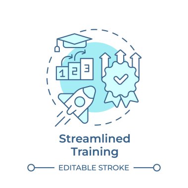 Aerodinamik eğitim, yumuşak mavi konsept ikonu. Kalite artışı, operasyonel verimlilik. Yuvarlak şekil çizimi. Soyut bir fikir. Grafik tasarımı. Bilgide ve sunumda kullanması kolay