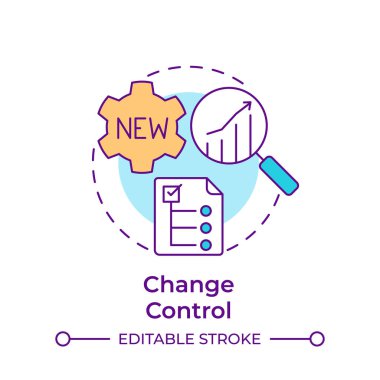 Kontrol çoklu renk konsepti simgesini değiştir. Ürün geliştirme, işlem haritalama. Yuvarlak şekil çizimi. Soyut bir fikir. Grafik tasarımı. Bilgide ve sunumda kullanması kolay