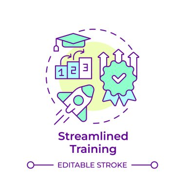 Aerodinamik eğitim çok renkli konsept simgesi. Kalite artışı, operasyonel verimlilik. Yuvarlak şekil çizimi. Soyut bir fikir. Grafik tasarımı. Bilgide ve sunumda kullanması kolay