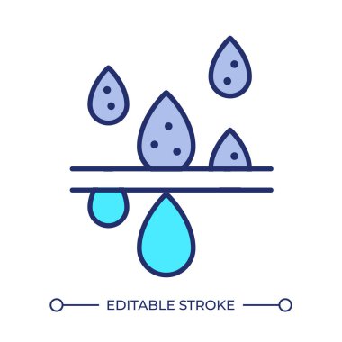 Water filtration RGB color icon. Desalination process. Waterdrop falling. Sanitation system. Water purification. Isolated vector illustration. Simple filled line drawing. Editable stroke clipart