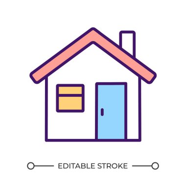 Ev kirası RGB renk simgesi. Ev sahibi. Mülk alımı. Emlakçı servisi. Ev sigortası. Emlak güvenliği. İzole vektör çizimi. Basit bir çizgi çizimi. Düzenlenebilir vuruş