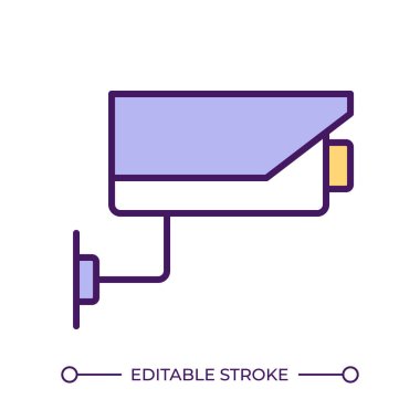 CCTV RGB renk simgesi. Güvenlik kamerası. Güvenlik kamerası. Alarm sistemi. Ev kameraları. İzleme ekipmanları. İzole vektör çizimi. Basit bir çizgi çizimi. Düzenlenebilir vuruş