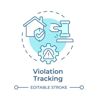 Yumuşak mavi konsept simgesini izleme ihlali. Kamu güvenliği, mülk güvenliği. Fahişe menajeri. Yuvarlak şekil çizimi. Soyut bir fikir. Grafik tasarımı. Bilgide ve sunumda kullanması kolay