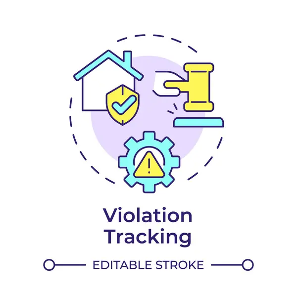 stock vector Violation tracking multi color concept icon. Public safety, property security. Round shape line illustration. Abstract idea. Graphic design. Easy to use in infographic, presentation
