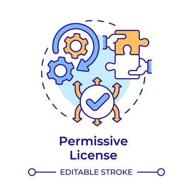 Lisans çok renkli konsept simgesi. Telif hakkı koruması, ekip çalışması. Yuvarlak şekil çizimi. Soyut bir fikir. Grafik tasarımı. Bilgide ve sunumda kullanması kolay