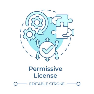 Ehliyet, yumuşak mavi konsept simgesi. Telif hakkı koruması, ekip çalışması. Yuvarlak şekil çizimi. Soyut bir fikir. Grafik tasarımı. Bilgide ve sunumda kullanması kolay