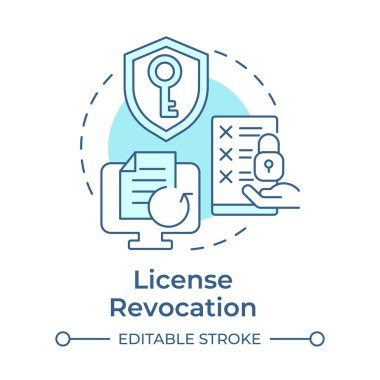 License revocation soft blue concept icon. Access protection, agreement document. Round shape line illustration. Abstract idea. Graphic design. Easy to use in infographic, presentation clipart