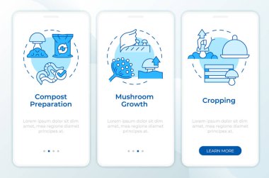Mobil uygulama ekranında kapalı alan mantar çiftliği mavisi. Doğrusal kavramlarla birlikte düzenlenebilir grafik yönergelerini gezdir. UI, UX, GUI şablonu. Montserrat Yarı Kalın, Düzenli yazı tipleri