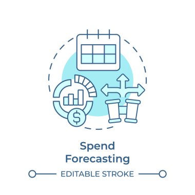 Yumuşak mavi konsept ikonu tahmin ederek harcayın. İş veri analizi. Finansal planlama. Yuvarlak şekil çizimi. Soyut bir fikir. Grafik tasarımı. Bilgide ve sunumda kullanması kolay