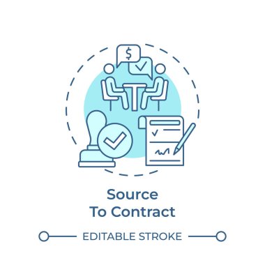 Yumuşak mavi konsept simgesini büzmek için kaynak. İş süreci, tedarik. Şirket evrakları. Yuvarlak şekil çizimi. Soyut bir fikir. Grafik tasarımı. Bilgide kullanması kolay