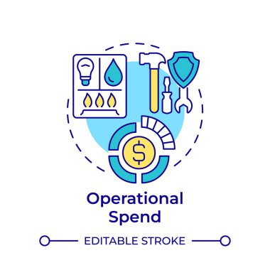 İşletim harcamaları çok renkli konsept simgesi. Gider yönetimi, Capex. Finansal ihtiyaçlar. Yuvarlak şekil çizimi. Soyut bir fikir. Grafik tasarımı. Bilgide ve sunumda kullanması kolay