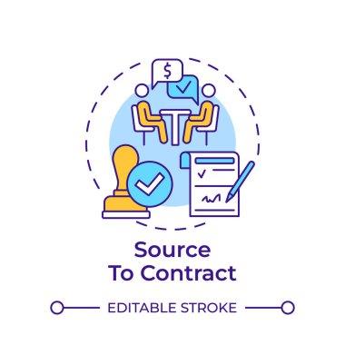 Çok renkli konsept simgesini daraltmak için kaynak. İş süreci, tedarik. Şirket evrakları. Yuvarlak şekil çizimi. Soyut bir fikir. Grafik tasarımı. Bilgide kullanması kolay