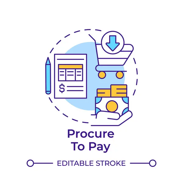 stock vector Procure to pay multi color concept icon. Supply chain management. Financial process. Round shape line illustration. Abstract idea. Graphic design. Easy to use in infographic, presentation