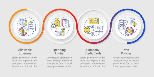 stock vector Organization expenses policy loop infographic template. Data visualization with 4 steps. Editable timeline info chart. Workflow layout with line icons. Myriad Pro-Regular font used