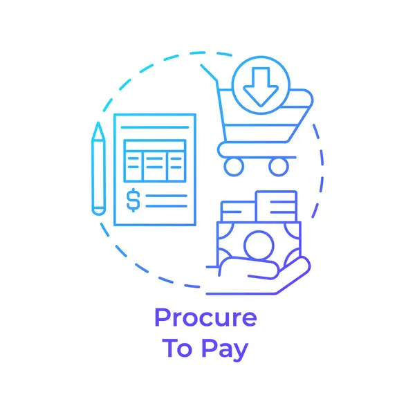 stock vector Procure to pay blue gradient concept icon. Supply chain management. Financial process. Round shape line illustration. Abstract idea. Graphic design. Easy to use in infographic, presentation