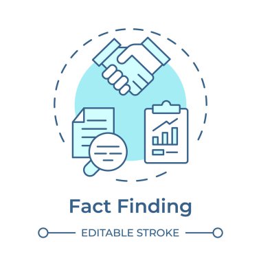 Yumuşak mavi konsept simgesi bulmak. İstatistiksel rapor, harita. Piyasa seviyesi, finans belgeleri. Yuvarlak şekil çizimi. Soyut bir fikir. Grafik tasarımı. Bilgide kullanması kolay