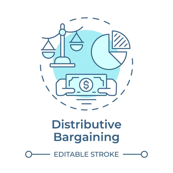 stock vector Distributive bargaining soft blue concept icon. Negotiation strategy, resources allocation. Round shape line illustration. Abstract idea. Graphic design. Easy to use in infographic, presentation