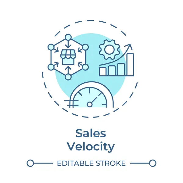 stock vector Sales velocity soft blue concept icon. Marketing statistics, business profitability. Round shape line illustration. Abstract idea. Graphic design. Easy to use in infographic, presentation