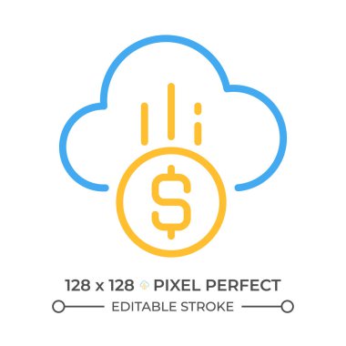 Bulut ödeme iki renk çizgisi simgesi. E-ödeme evlat edinme. Fintech. Finansal işlemler internet iki renk ana hatları sembolü ile yapılır. Duotone lineer piktogram. İzole bir illüstrasyon. Düzenlenebilir vuruş