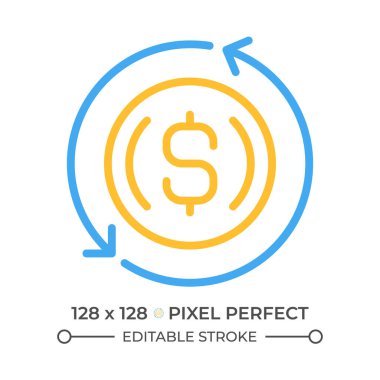 İki renk çizgi simgesini yeniden düzenle. İpotek değişikliği. Kredi modifikasyonu. Finansal operasyon. Borç bicolor özet sembolünün ödenmesi. Duotone lineer piktogram. İzole bir illüstrasyon. Düzenlenebilir vuruş