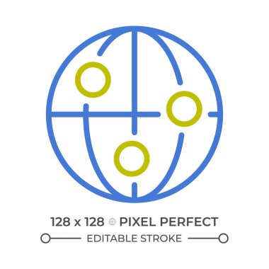 Genel bağlantı iki renk çizgisi simgesi. Dijital dünya ağı. İnternet gibi şeyler. Teknoloji dünyası çift renkli ana hat sembolü. Duotone lineer piktogram. İzole bir illüstrasyon. Düzenlenebilir vuruş
