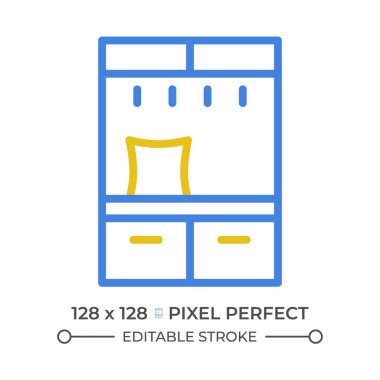 Salon ağacı iki renkli çizgi simgesi. Modern ev düzenlemesi. Depo organizasyonu. Çevrimiçi mobilya alışverişi bicolor taslak sembolü. Duotone lineer piktogram. İzole bir illüstrasyon. Düzenlenebilir vuruş
