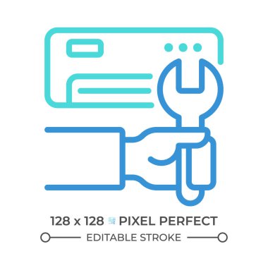 Ac kurulumu iki renk çizgisi simgesi. Klima. HVC bakımı. İklim kontrolü. Elektrikli alet çift renkli ana hatlı sembol. Duotone lineer piktogram. İzole bir illüstrasyon. Düzenlenebilir vuruş