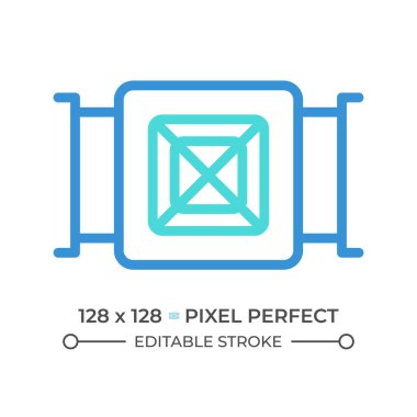 Kanalizasyon kliması iki renk çizgisi simgesi. Hava filtresi. Havalandırma borusu. HVC sistemi. Ekipman inşa etmek çift renkli ana hat sembolü. Duotone lineer piktogram. İzole bir illüstrasyon. Düzenlenebilir vuruş