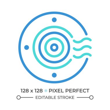 Hava çıkışı iki renk çizgisi simgesi. HVC sistemi. İklim kontrolü. Klima. İnşaat çift renkli ana hatlı sembol inşa ediliyor. Duotone lineer piktogram. İzole bir illüstrasyon. Düzenlenebilir vuruş