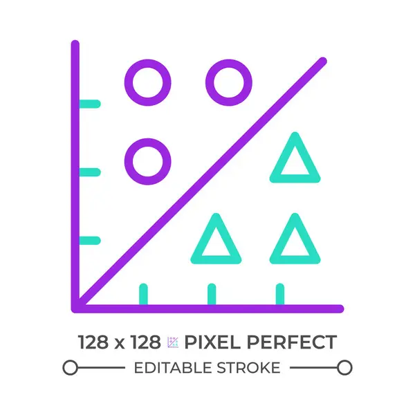 stock vector Regression analysis two color line icon. Linear chart bicolor outline symbol. Data visualization. Financial information report. Duotone linear pictogram. Isolated illustration. Editable stroke