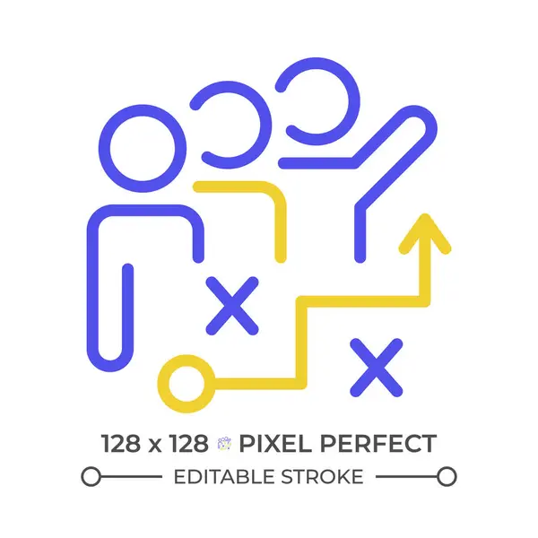 stock vector Common strategy two color line icon. Teammates and plan bicolor outline symbol. Project management. Collective work. Duotone linear pictogram. Isolated illustration. Editable stroke