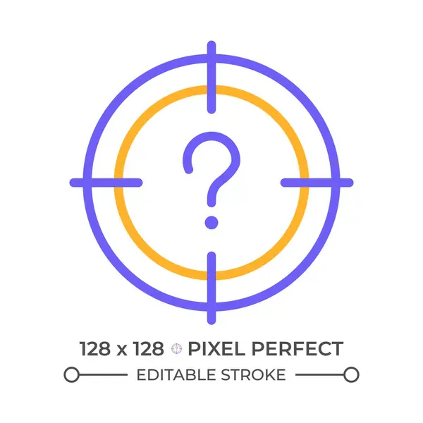 stock vector Main question two color line icon. Crosshair target and question mark bicolor outline symbol. Problem solving. Central question. Duotone linear pictogram. Isolated illustration. Editable stroke