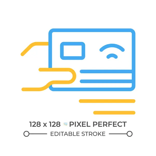 stock vector Payment by card two color line icon. Electronic transfer. Paying with card. Financial service bicolor outline symbol. Duotone linear pictogram. Isolated illustration. Editable stroke