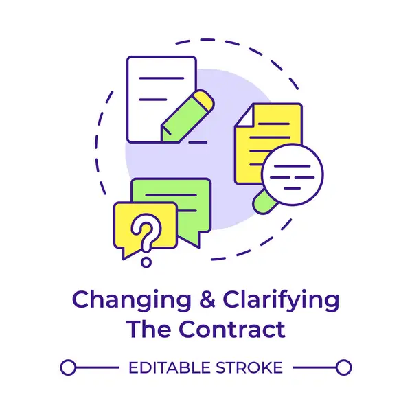 stock vector Changing and clarifying the contract multi color concept icon. Employment terms, agreement negotiation. Round shape line illustration. Abstract idea. Graphic design. Easy to use in infographic