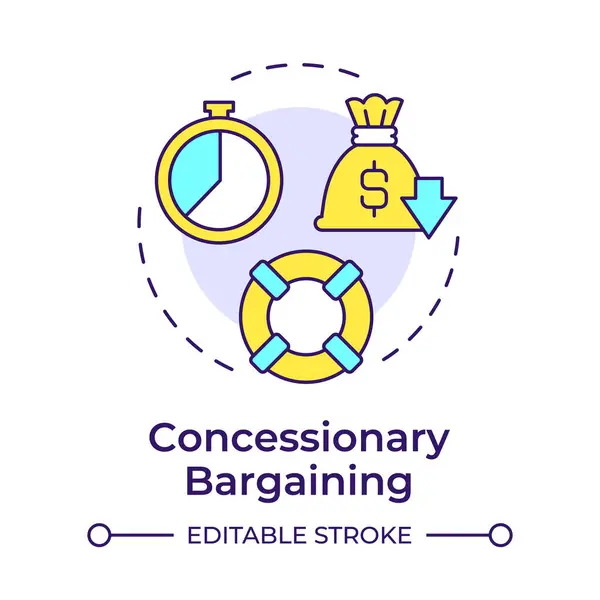 stock vector Concessionary bargaining multi color concept icon. Workflow organization, working process. Round shape line illustration. Abstract idea. Graphic design. Easy to use in infographic, presentation