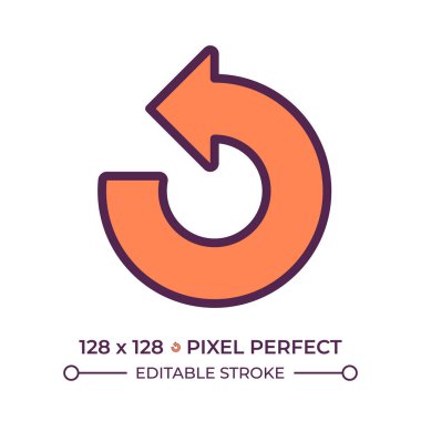 Saat yönünün tersine ok RGB renk simgesi. Tersine çevirme, geri alma ya da geri alma işlemleri. Sistemi geri yükle. İzole vektör çizimi. Basit bir çizgi çizimi. Düzenlenebilir vuruş