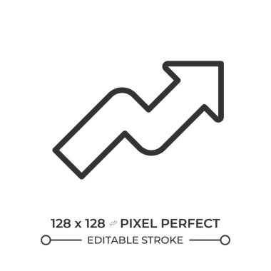 Büyüme oku doğrusal simgesi. İlerlemeyi ya da yükselen eğilimleri simgeliyor. Ekonomik büyüme. Pozitif trend. Yükseliyorum. İnce çizgili çizim. Contour sembolü. Vektör çizimi. Düzenlenebilir vuruş