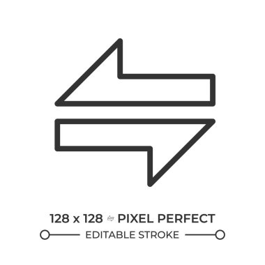 Ok doğrusal simgesini değiştir. Karar verme, transfer etme ya da fikir alışverişinde bulunma. Fonksiyonu değiştir. Video oynatıcı. İnce çizgili çizim. Contour sembolü. Vektör çizimi. Düzenlenebilir vuruş