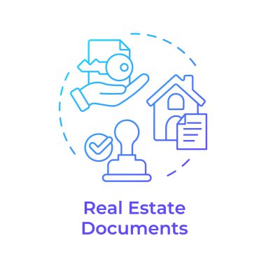 Real estate documents blue gradient concept icon. Property rights, notarization. Round shape line illustration. Abstract idea. Graphic design. Easy to use in infographic, presentation clipart