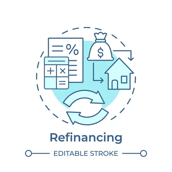 stock vector Refinancing soft blue concept icon. Home equity loan. Payment terms, financial situation. Round shape line illustration. Abstract idea. Graphic design. Easy to use in infographic, presentation